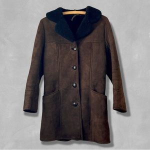 Vintage 70s Brown Genuine Sheepskin Coat